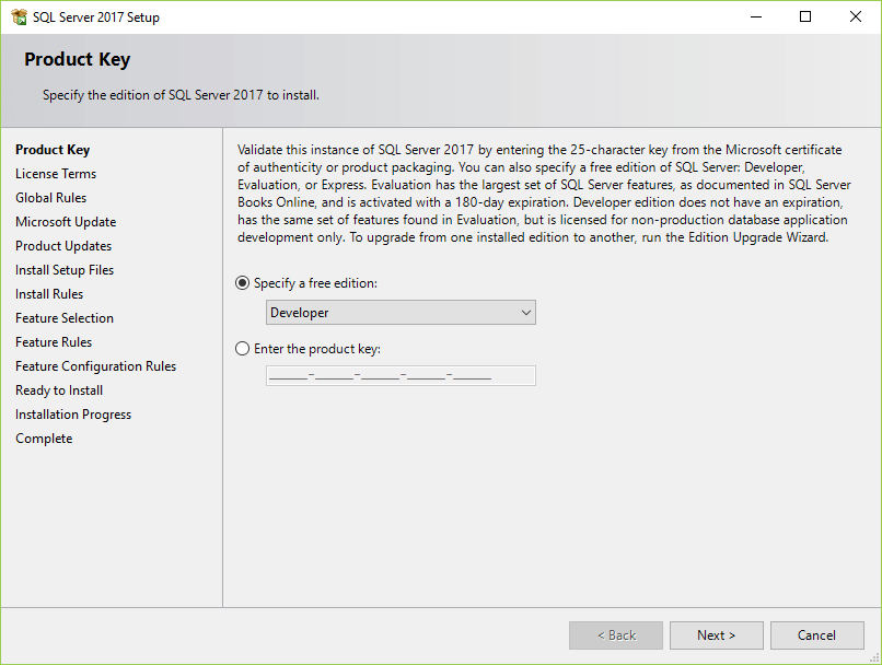 مرحله ۷ نصب sql server 2017